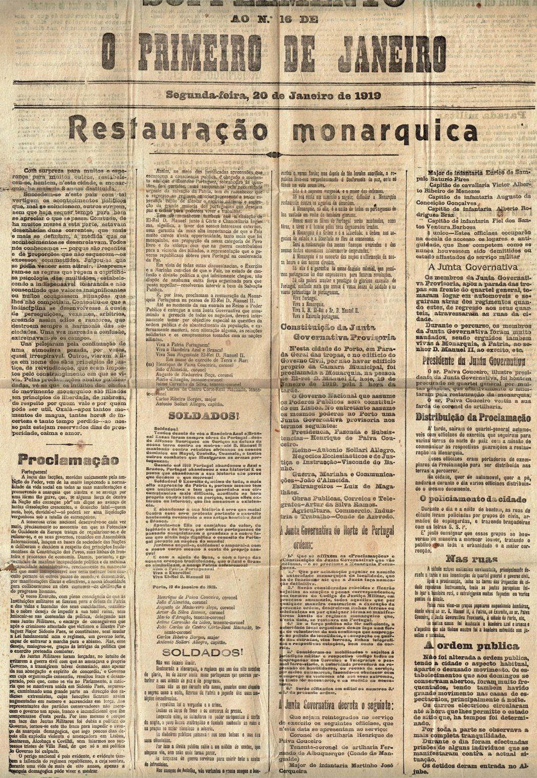 MONARQUIA DO NORTE                Proclamada no Porto